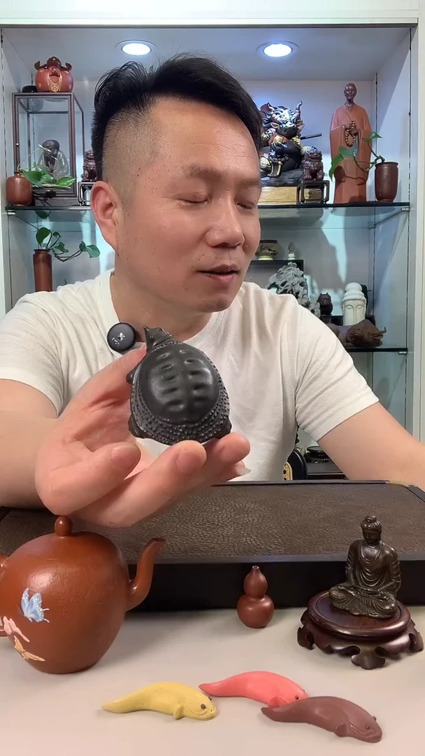 紫砂茶杯黑甲鱼宜陶