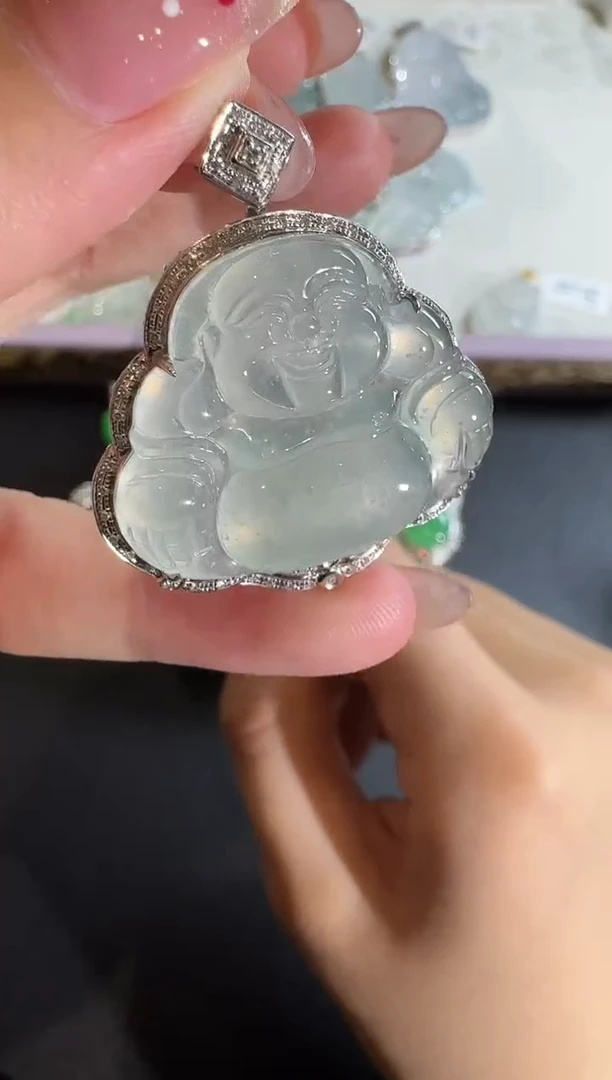 【闪购商品】翡翠吊坠(不含链)18K金镶嵌【源头工厂】钻石镶嵌