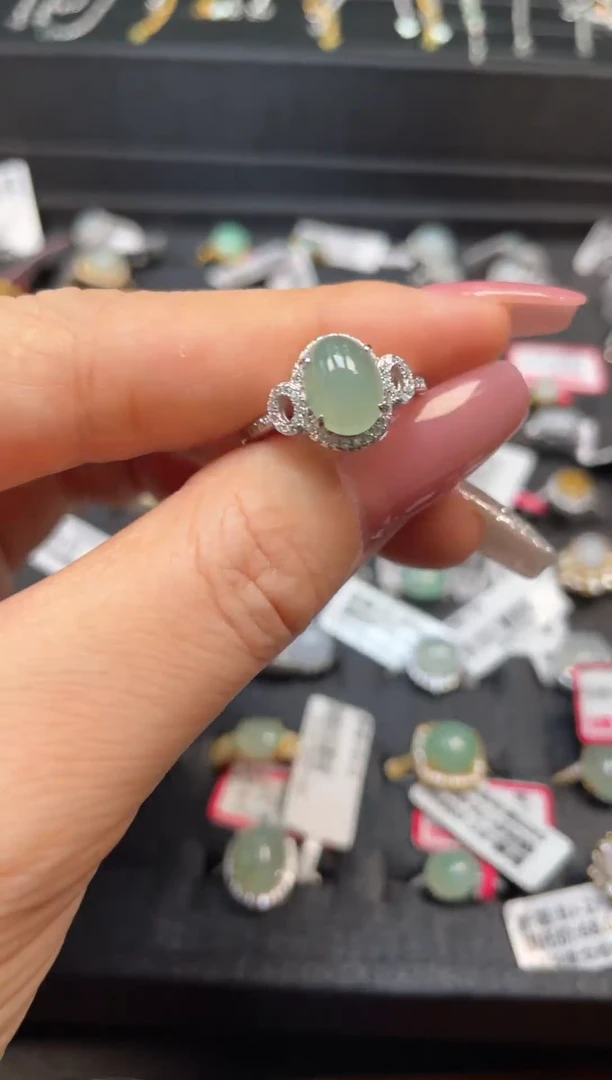 项链银S925镶嵌翡翠戒指天然翡翠A货