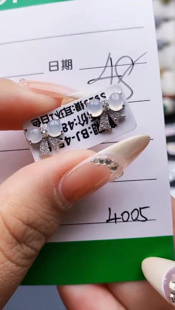 翡翠戒指银S925镶嵌4005