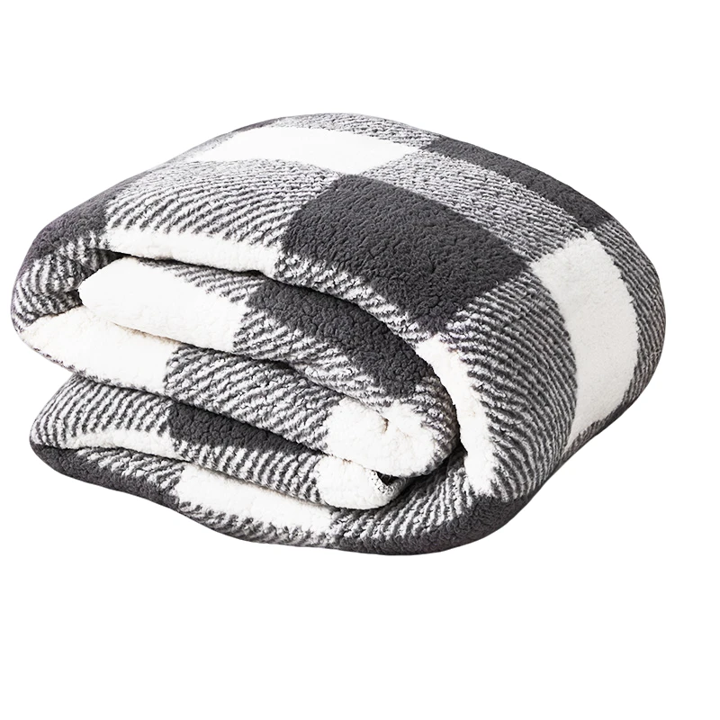 【2.2X2.4】【灰白格】加厚毛毯冬季防静电盖毯法兰绒沙发大毛毯