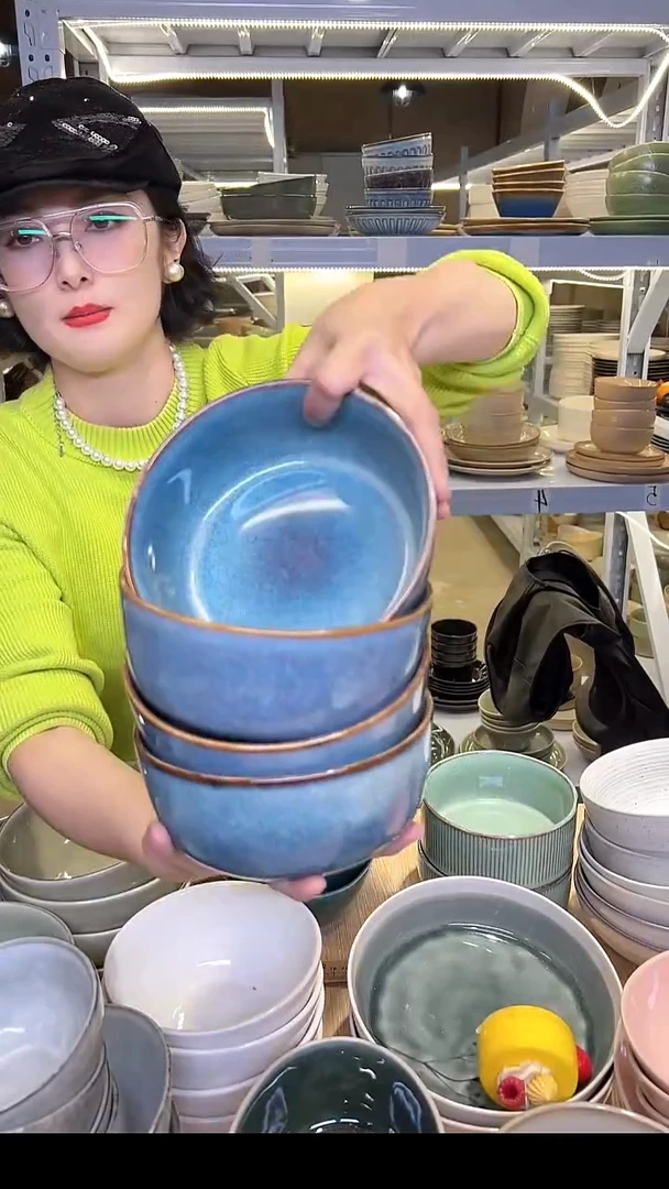 瓷348外贸尾货高温釉下彩陶瓷餐具默认微瑕