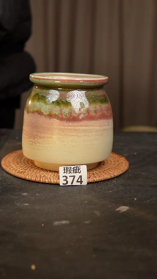 【闪购商品】瓷片374泥泥手工花盆口10高14