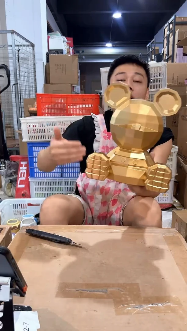 瓷片金色米奇像素钱罐