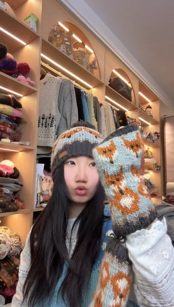 羊毛美利奴狐狸半指手套