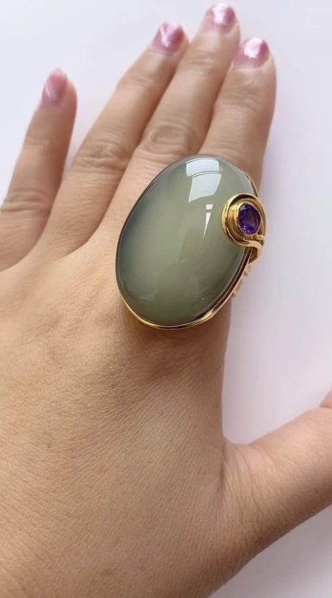 【闪购商品】琥珀裸石银S925镶嵌琥珀戒指