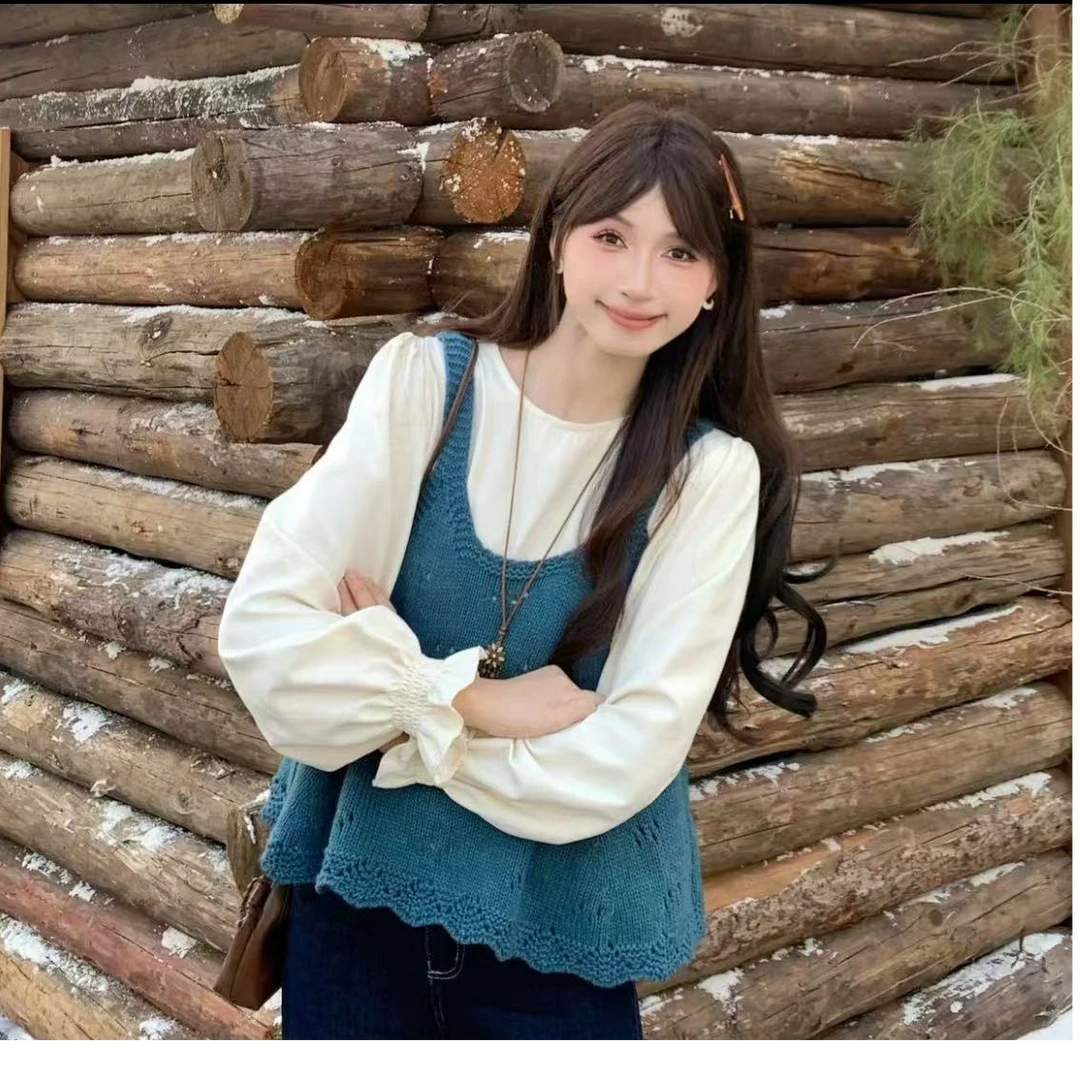 法式温柔甜美喇叭袖衬衫新款甜美俏皮单件女