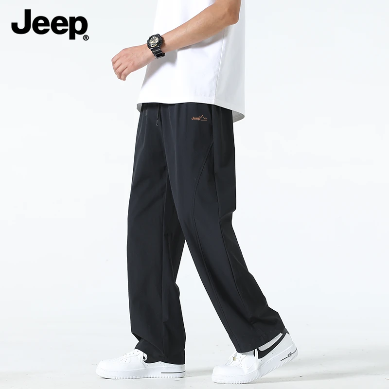 JEEP/吉普男士裤子设计感美式潮流薄款直筒裤男夏季休闲宽松长裤