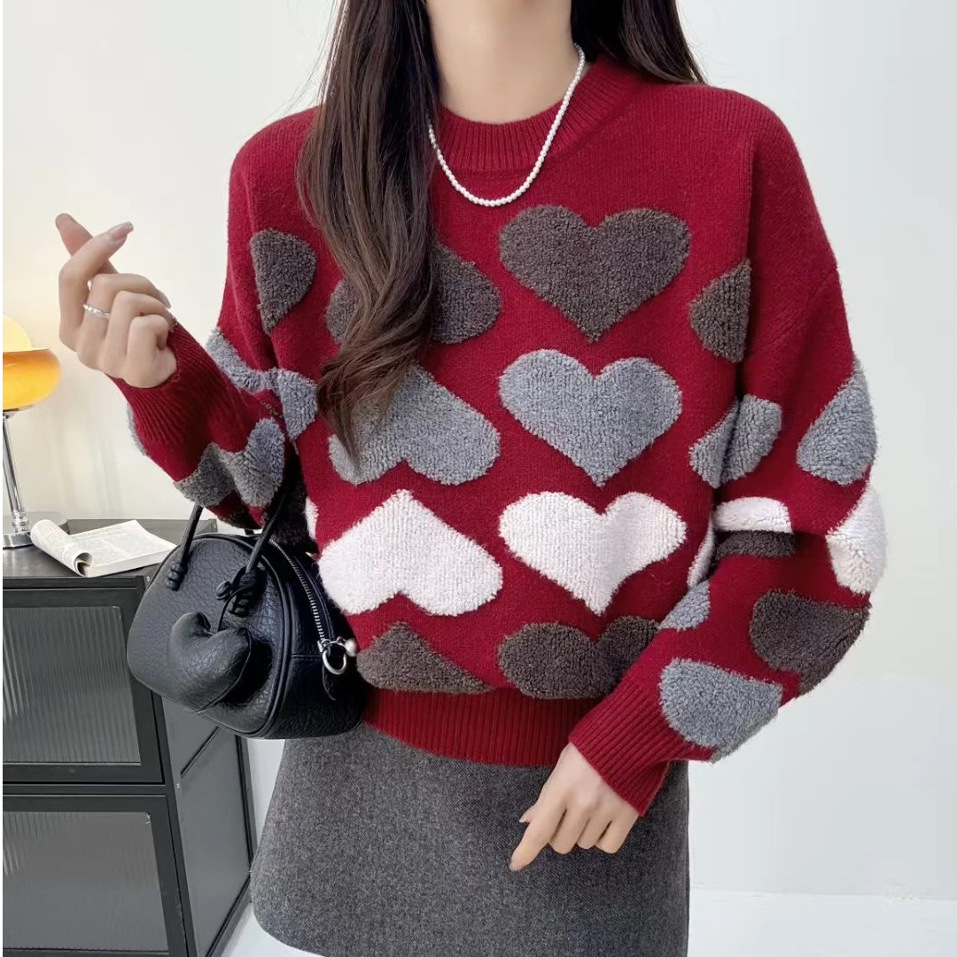 新年红冬季本命年秋季毛针织衫毛衣网红针织衫女装套头百搭ins