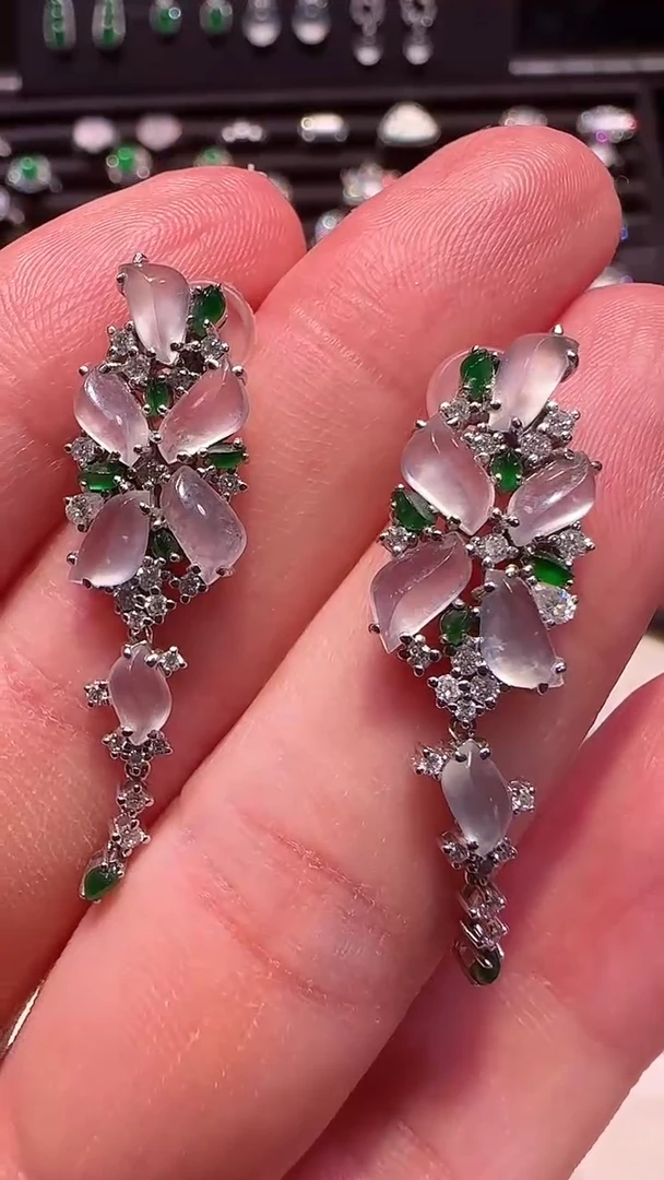 【闪购商品】翡翠耳饰18K金镶嵌耳坠