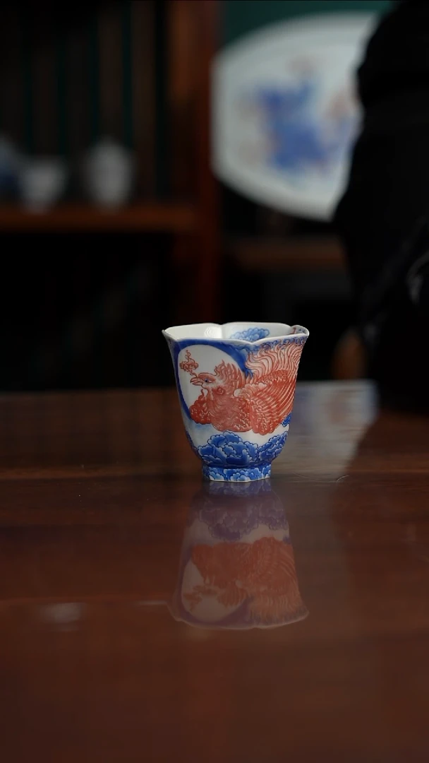 自成柴窑青花釉里红