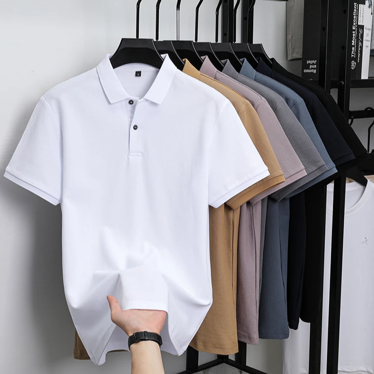 2025新款100%纯棉男士短袖polo衫男士商务休闲纯色净版商务t