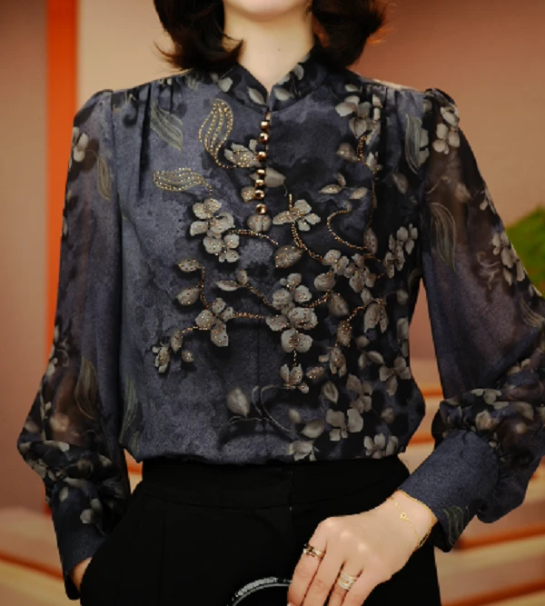 国颐 衬衫轻奢优雅洋气减龄时尚百搭显瘦V24Z285