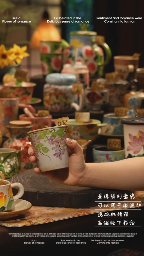 陶瓷景德镇高温釉下彩绘设计师款式