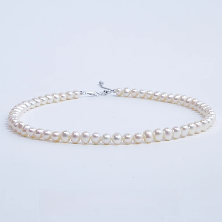 【芮芮甄选】“镜面小鹅蛋”无核淡水珍珠项链6-7mm