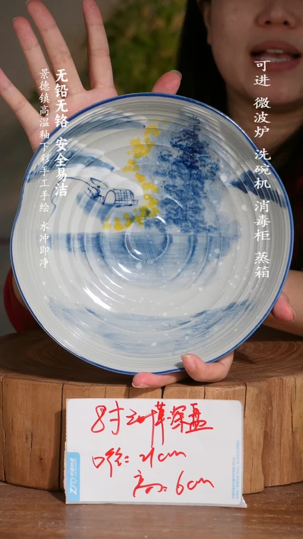 碗陶瓷景德镇高温瓷釉下彩手绘陶瓷