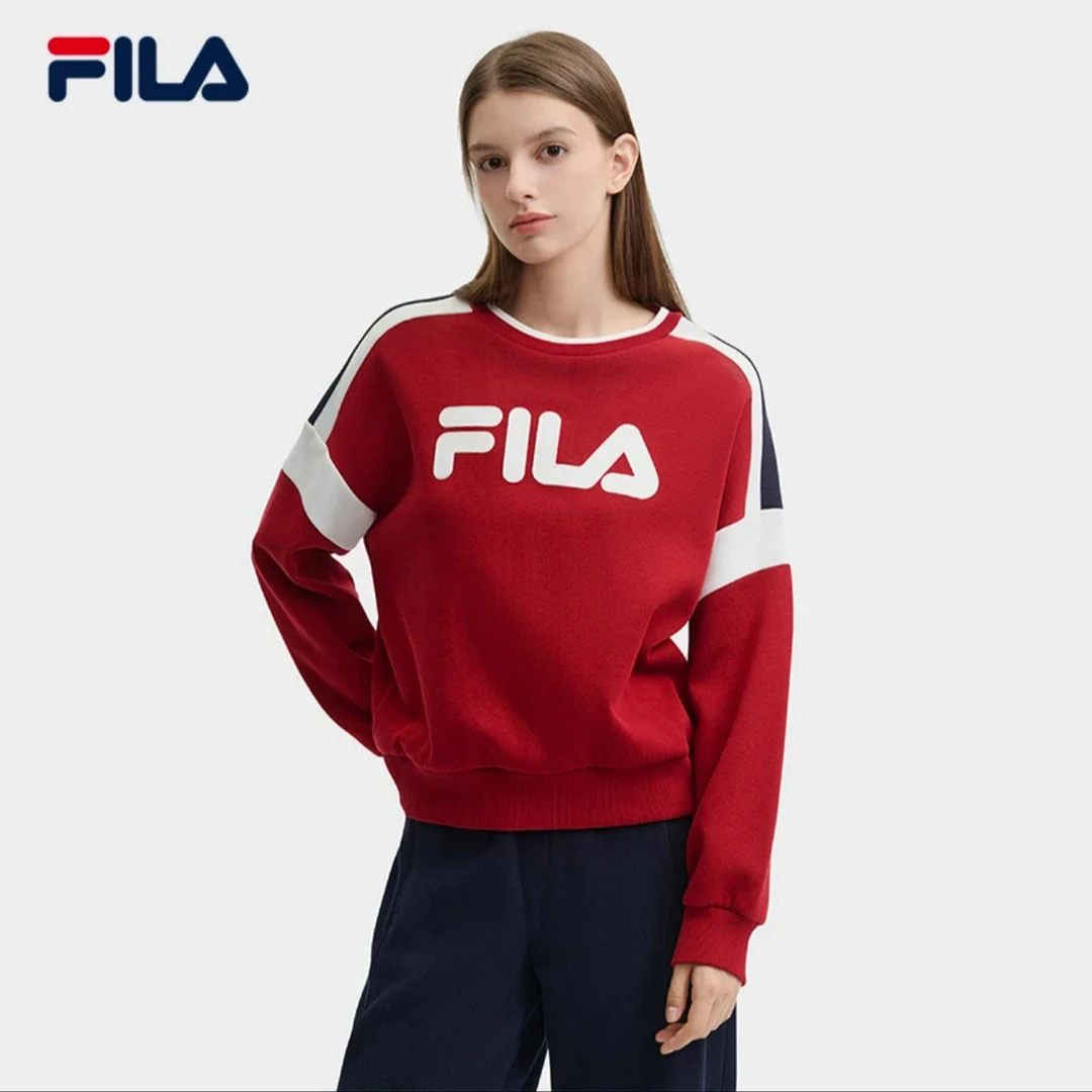 【限定】Fila/斐乐女士春秋冬新款休闲长袖套头衫卫衣F11W449208F
