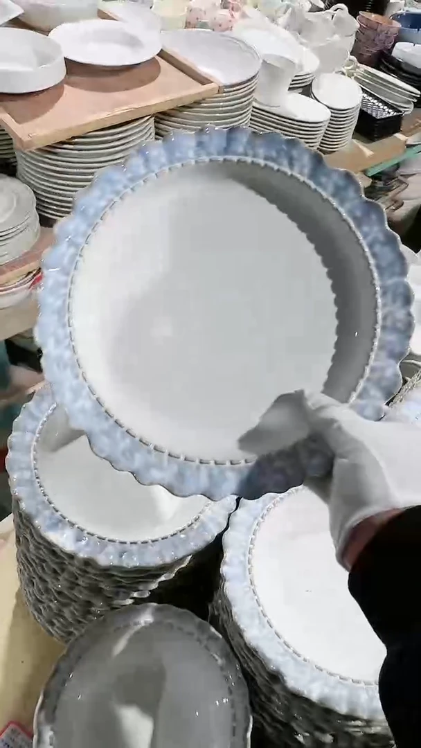 【闪购商品】瓷片烟蓝大盘微瑕 凑满20元包邮