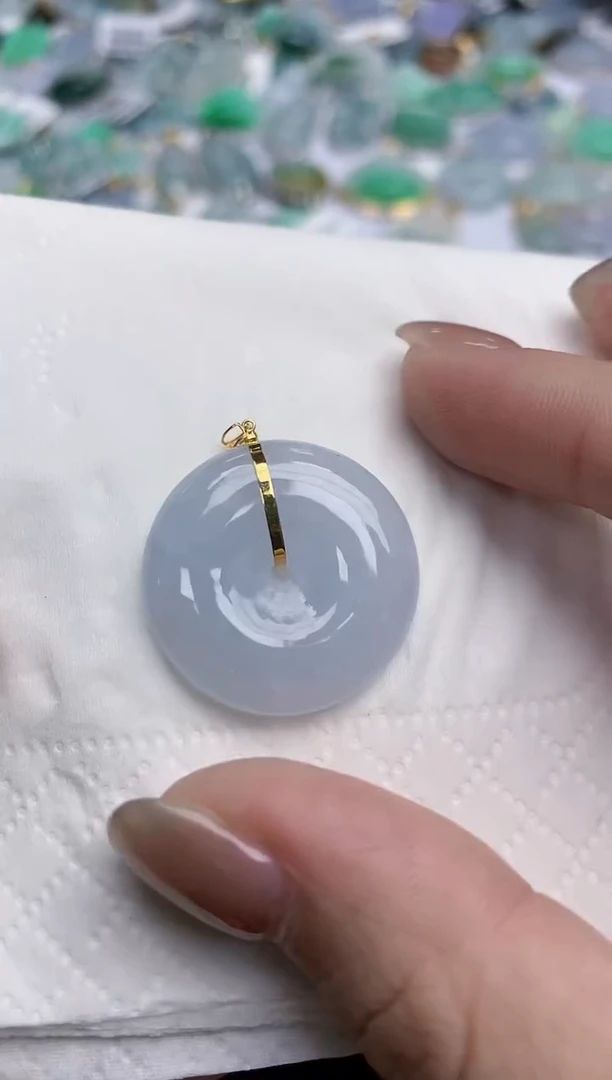 【闪购商品】翡翠颈饰18K金镶嵌天然缅甸翡翠A货