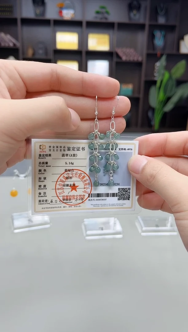 银S925镶嵌翡翠耳饰911000