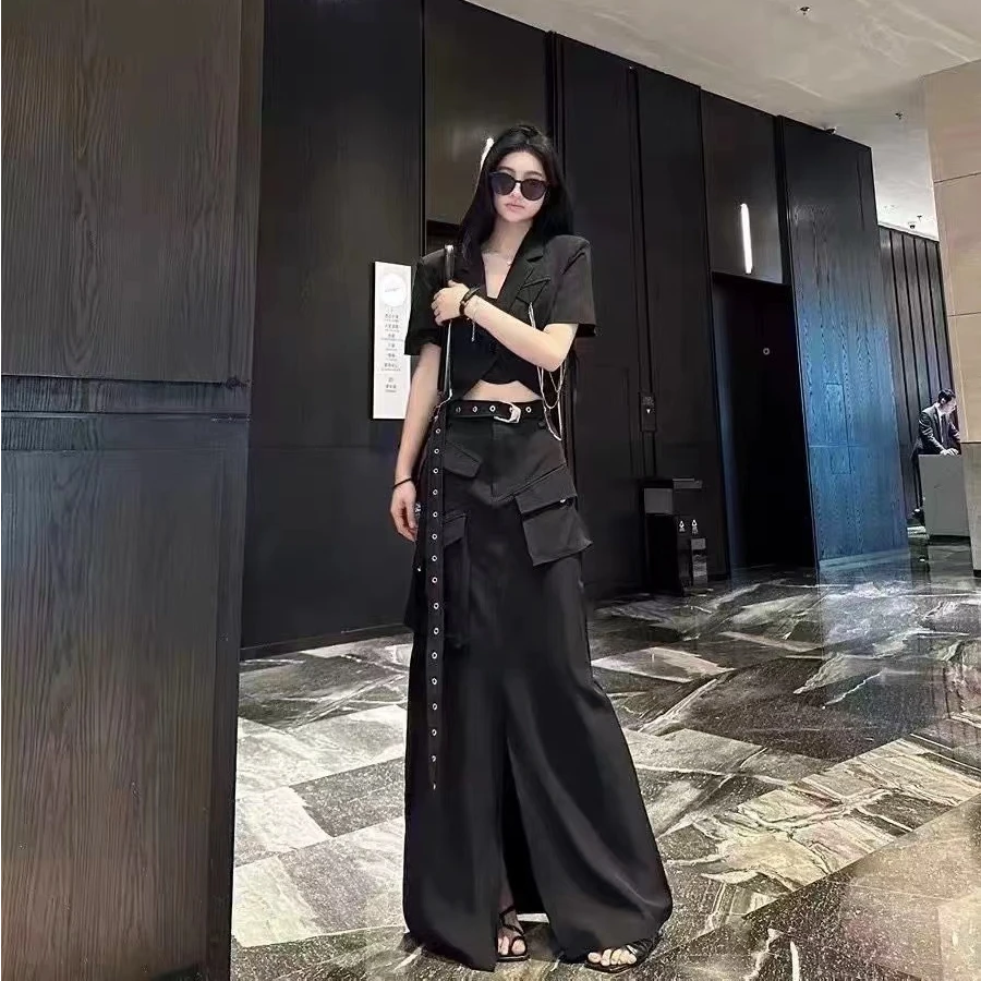 新款黑色半身裙时尚辣妹风显瘦百搭时尚套装西装印花连体休闲女裙