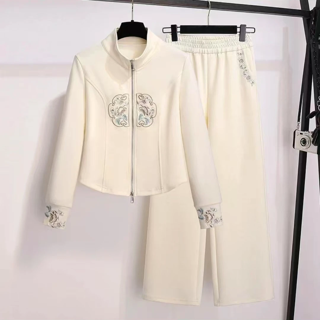 2025休闲时尚套装显瘦阔气质遮肉冬季春运动套装两件套中式秋季