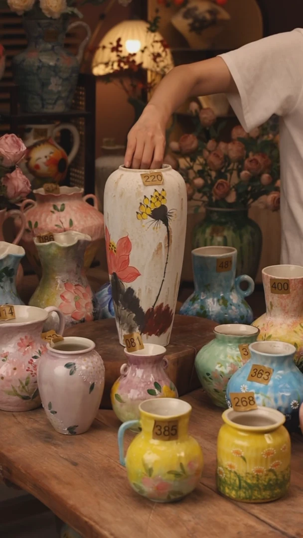 陶瓷220景德镇设计师手作花器摆件侘寂风