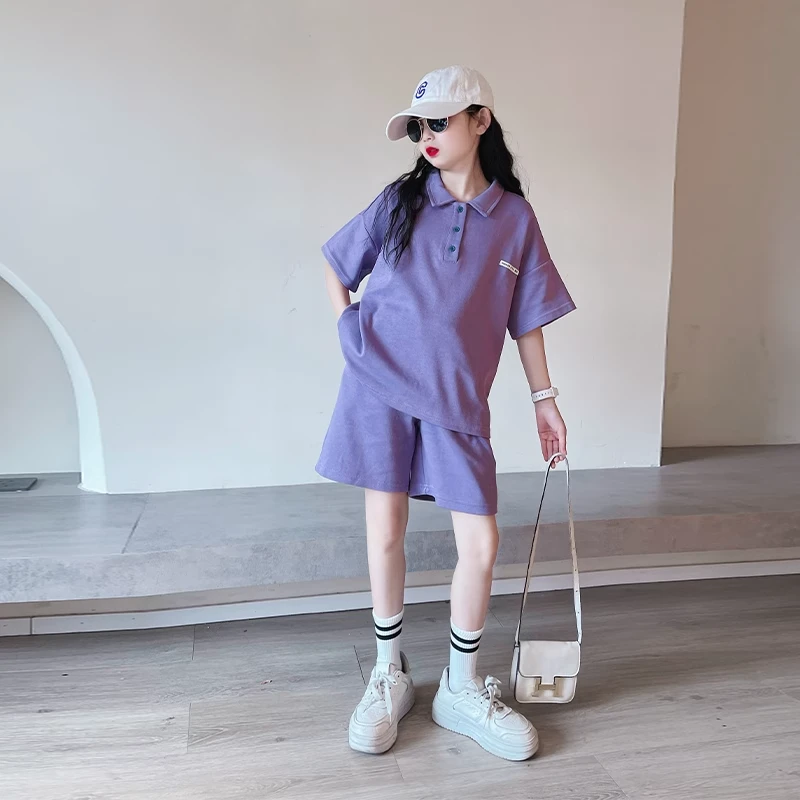 女童夏装套装2025新款儿童夏季休闲运动童装大童女孩夏款短袖短裤