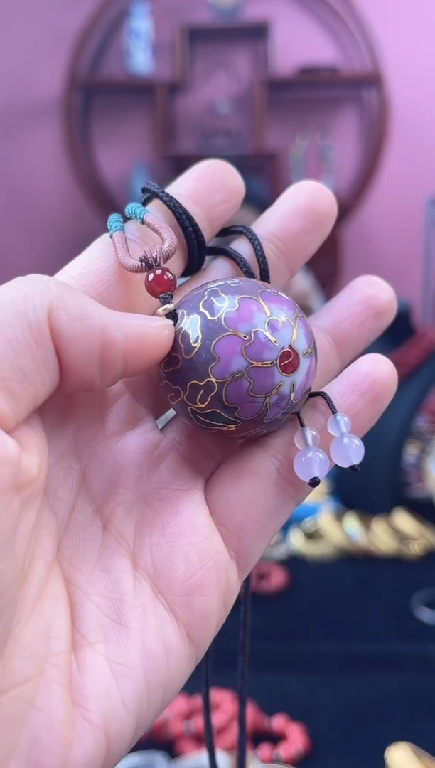 非遗 景泰蓝 3cm 大珠吊坠 紫色