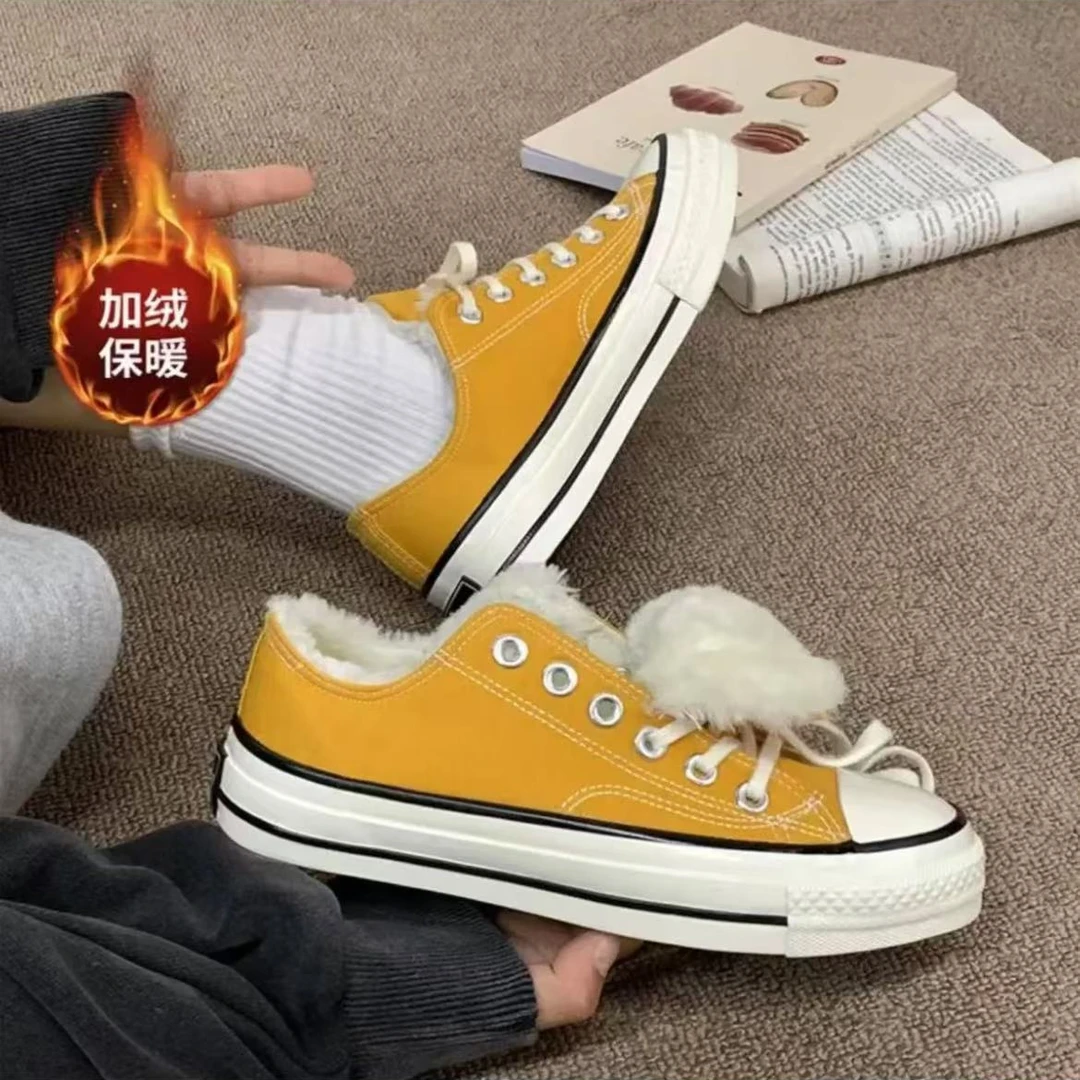 温州女鞋时尚保暖加绒百搭潮流加厚冬季休闲学生厚底休闲学生黑色