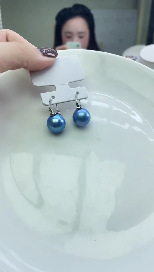 未镶嵌耳饰淡水珍珠蓝雪耳饰