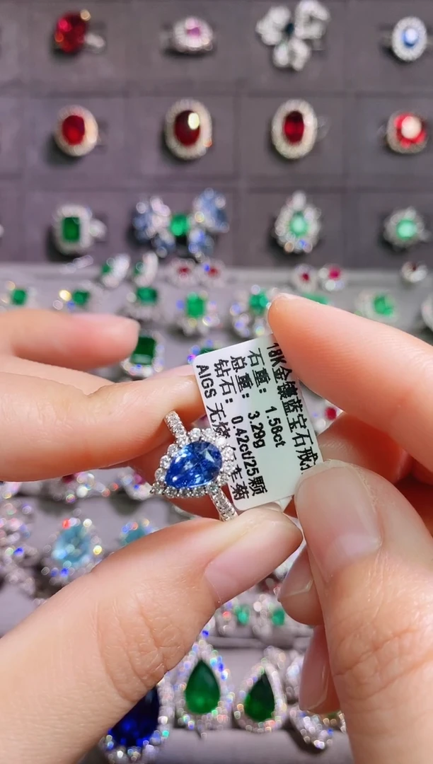 【闪购商品】蓝宝石18K金戒指18K金镶嵌--