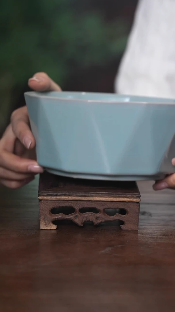 【闪购商品】清凉寺原产地仿古釉手工汝瓷钻石大碗