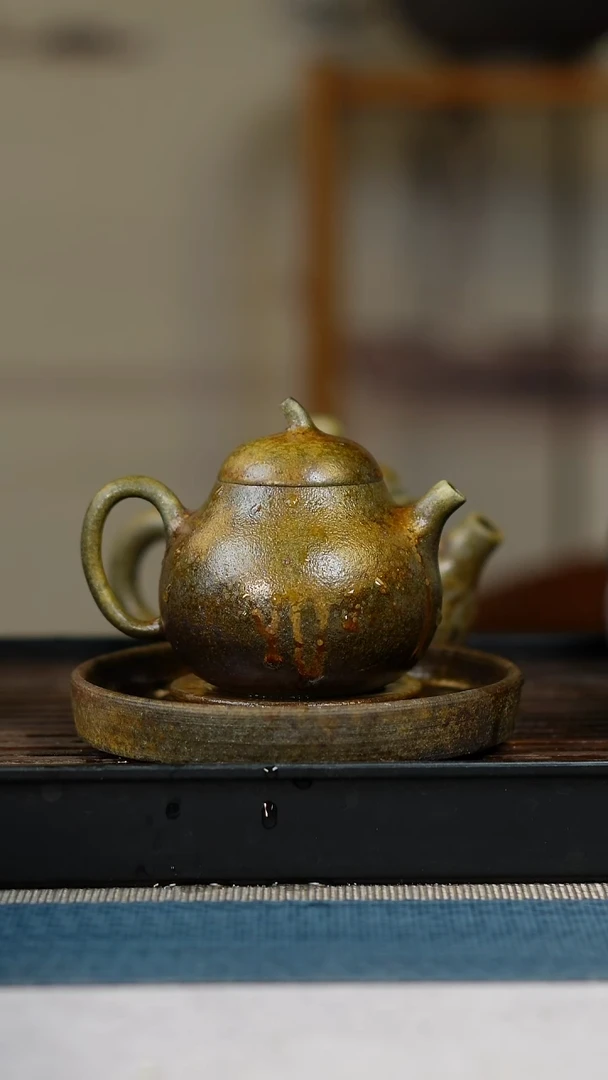 茶壶紫砂柴烧紫砂天青茄瓜窑宝宝