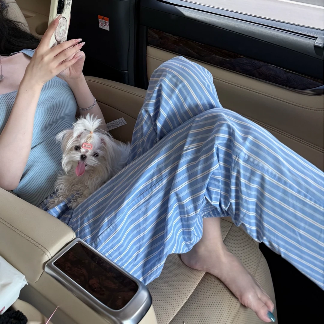 NicoHuangWJ【夏日云朵】miu 系 直筒显瘦棉质休闲裤