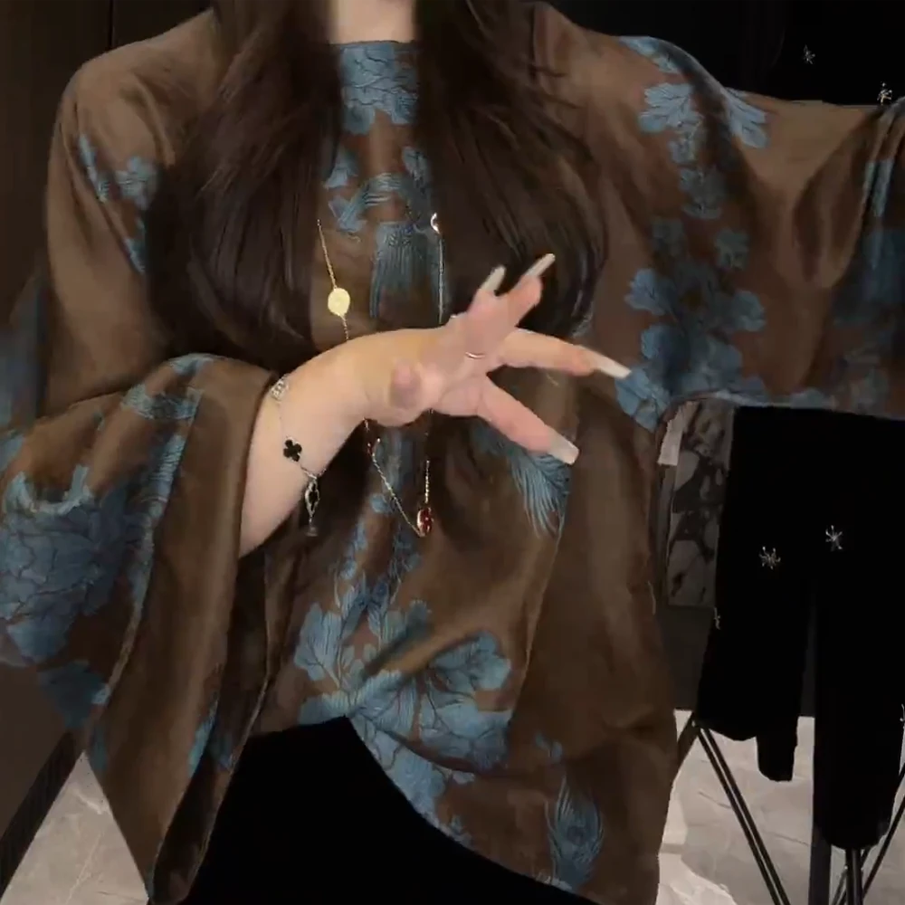 凤栖牡丹定制国潮风盘扣上衣气质减龄C5868