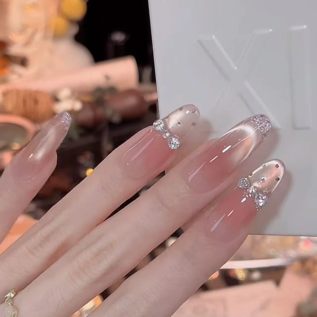 钻钻蝴蝶结-Hand-painted clear bow 纯手工穿戴甲 10片装MM