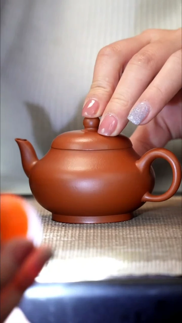 紫砂茶盏紫泥梨壶115CC