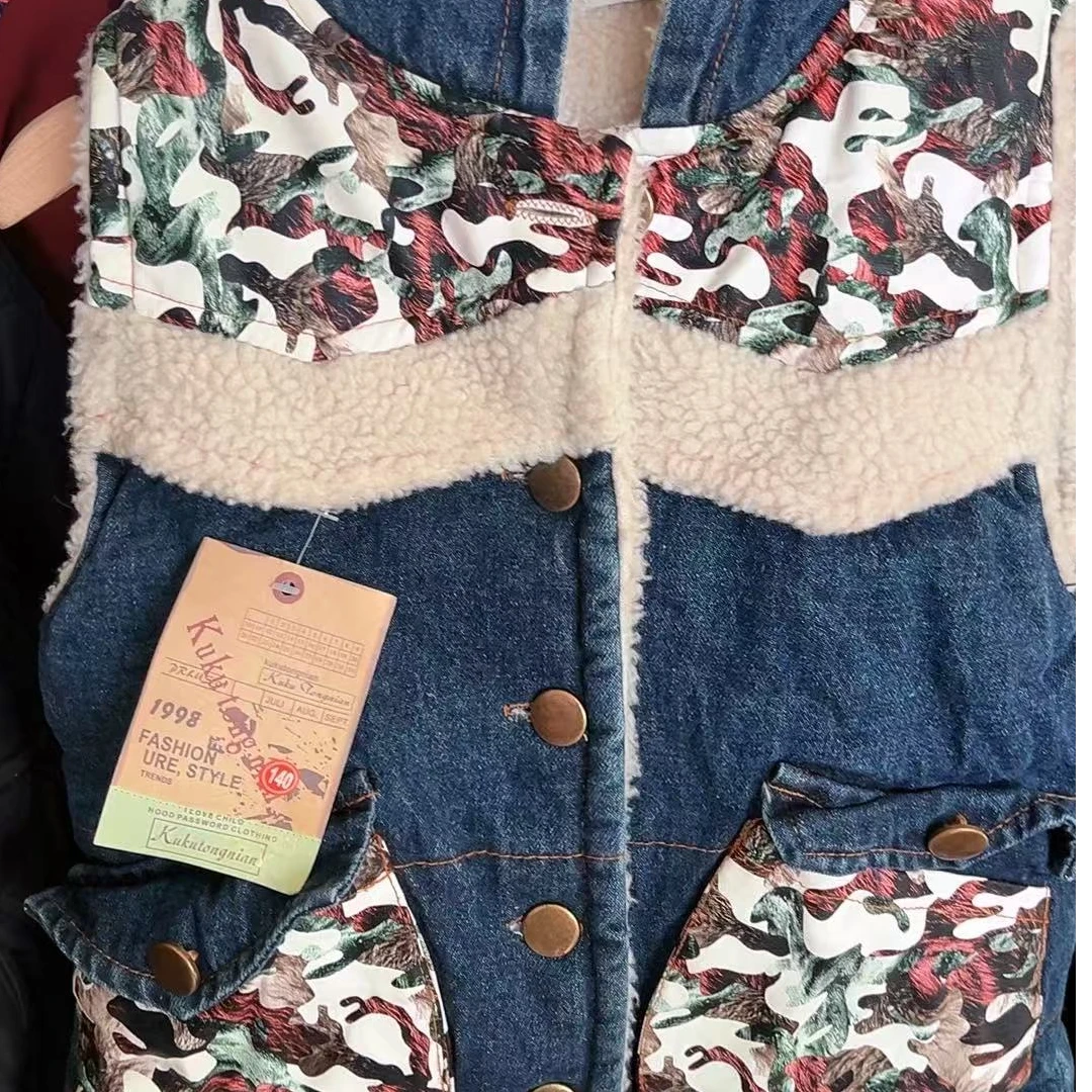 外贸女童牛仔加厚马甲【清货不多】