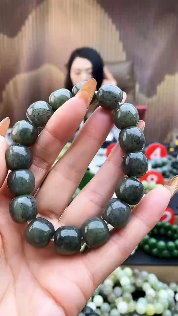 未镶嵌手串和田玉老型点墨青花14