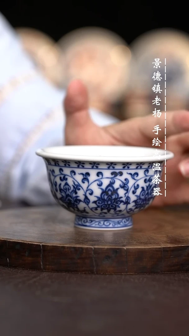 现代瓷全手绘茶具柴大压狮心