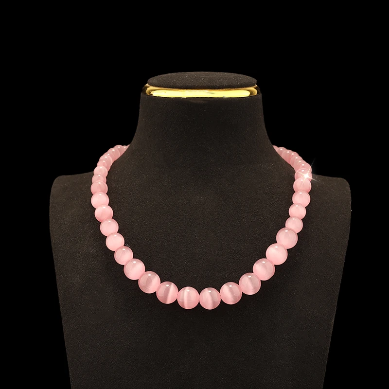 铜合金玻璃项链 铜合金 玻璃 非玉石 粉色项链 SMSXP101