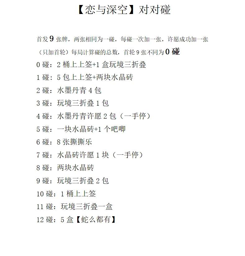 【对对碰】恋与深空对对碰盲盒 玩法