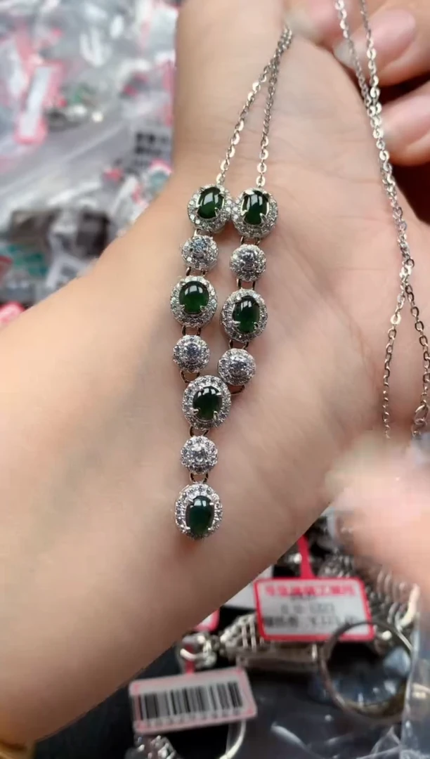 银S925镶嵌戒指翡翠天然A货缅甸翡翠