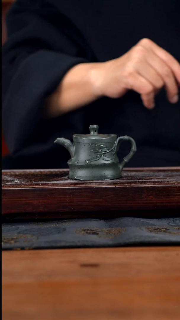 【闪购商品】紫砂茶壶100cc黄龙山原矿绿泥竹段22