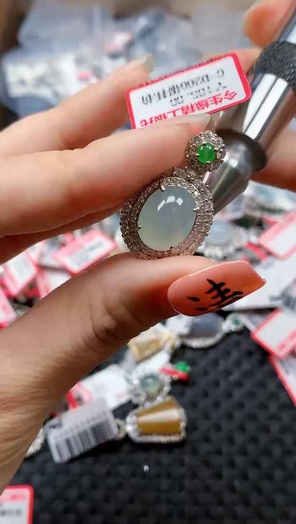 银S925镶嵌戒指翡翠天然A货缅甸翡翠