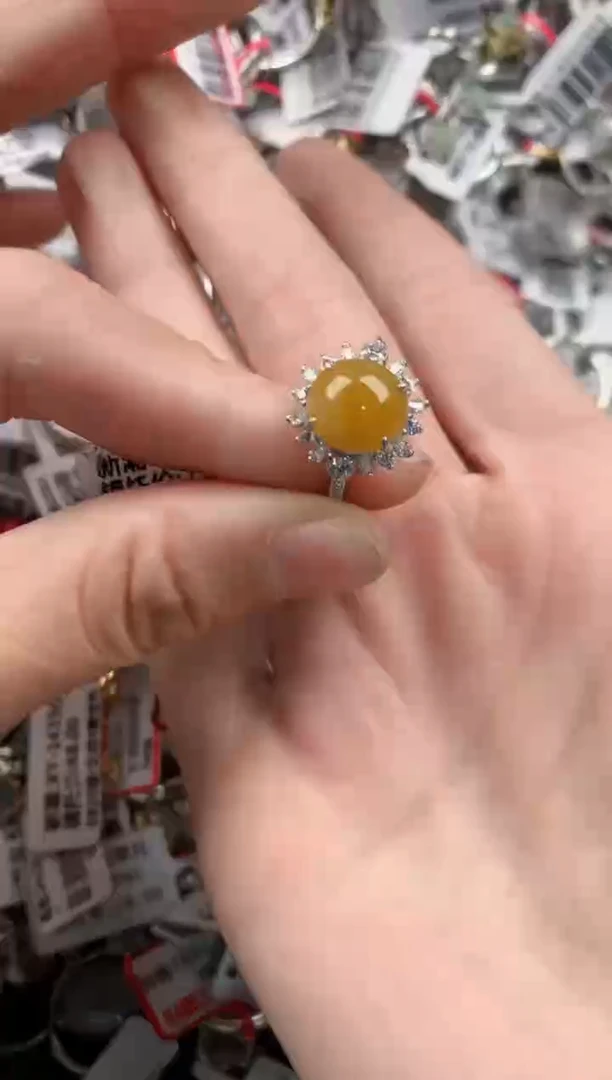 银S925镶嵌戒指翡翠4444----8