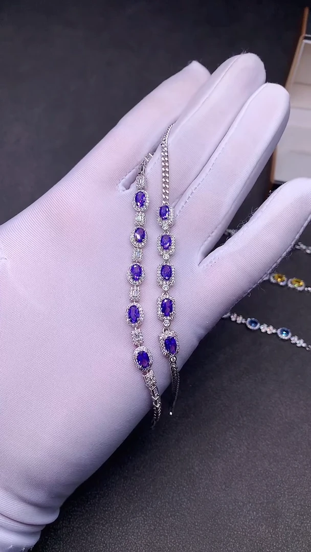 【闪购商品】彩色蓝宝石手链银S925镶嵌.......