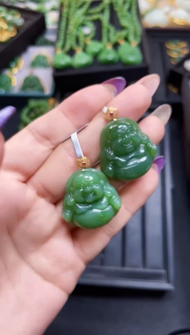 【闪购商品】和田玉吊坠18K金镶嵌30MM 多样性发一