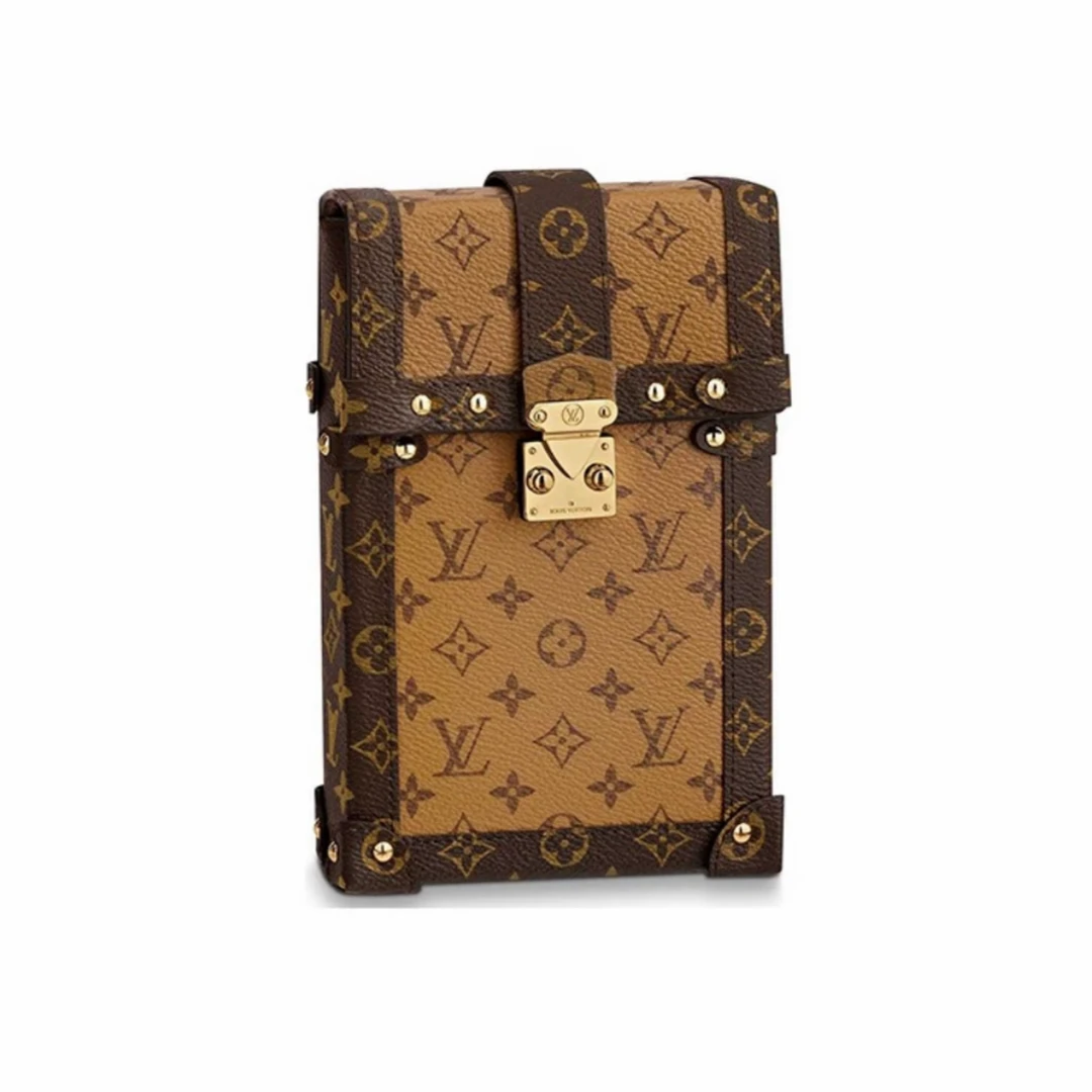 99新 LouisVuitton/路易威登 茜茜/老花拼色链条手机包